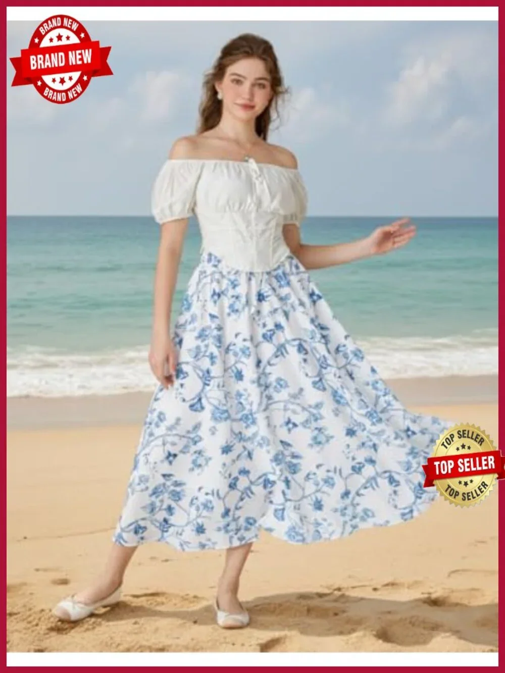Victorian Floral Maxi Skirt with Pockets Lightweight